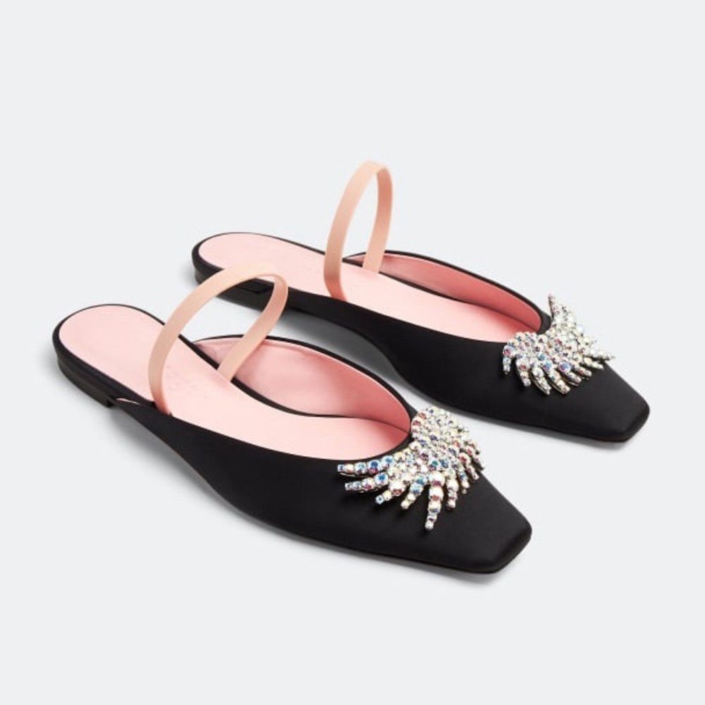 NWOB Piferi Drizella Crystal Embellished Slingback Flat in Black Size 36 6